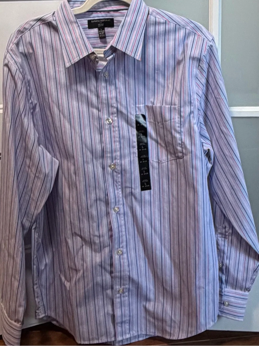 Banana Republic Men’s Striped Dress Shirt - Pink & Blue, Large,
